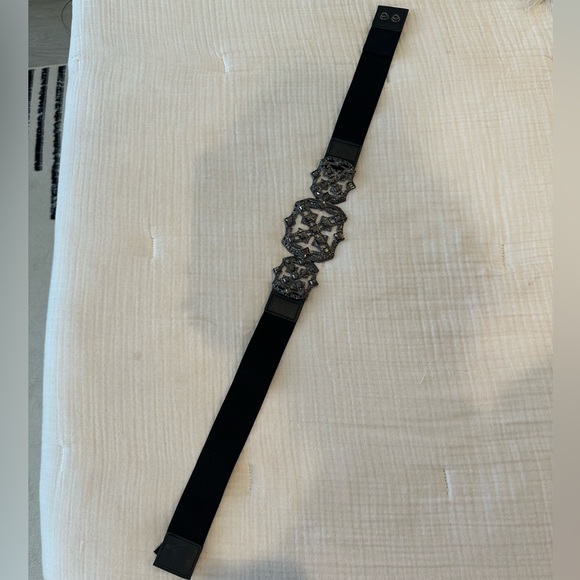 BCBGMAXAZRIA Black Waist belt elastic black crystal - Picture 2 of 3